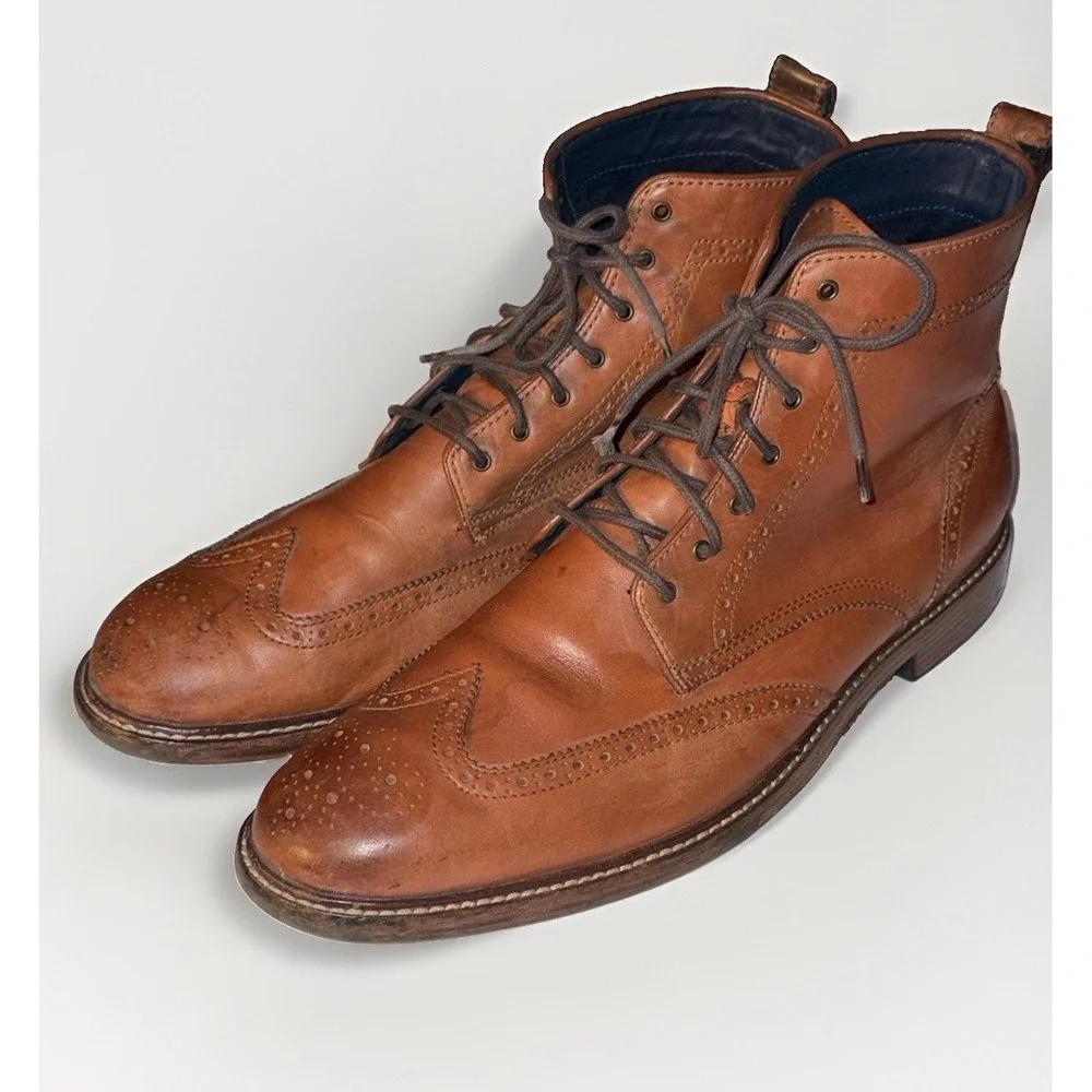 Cole Haan Boots Mens 12 M -Kennedy Wingtip Woodburry Brown Grand OS